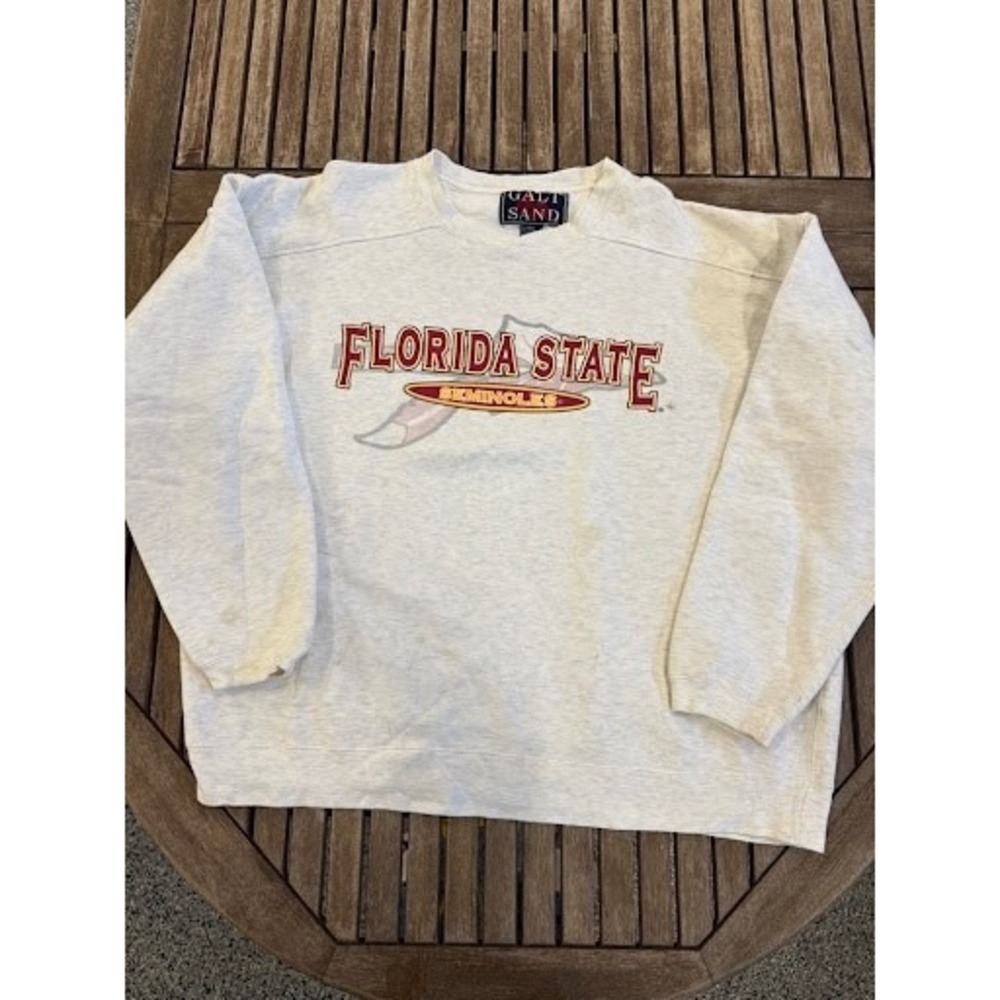 Vintage 90s Florida State Seminoles Galt Sand Sweatshirt Crewneck Ash Grey X-Lar